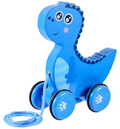 SUPVOX Holz Ziehtier Dinosaurier Nachziehspielzeug für Junge Mädchen Ab Jahr Langlebiges Umweltfreundliches Holzspielzeug Niedliches Cartoon Design Fördert Krabbeln und Laufen
