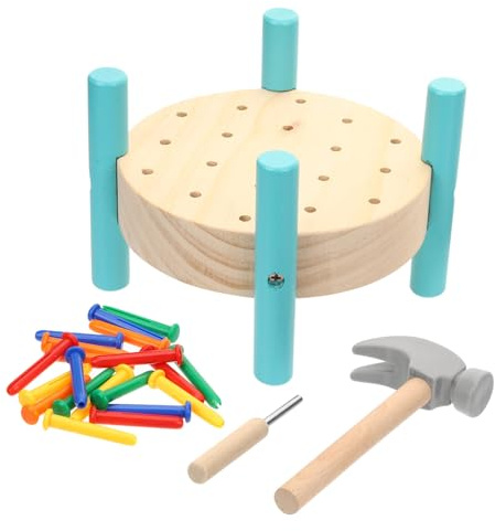 Supvox Holznägel Hämmer Spielzeug Für Kleinkinder Mit Farbdesign Und Holzhammer Inklusive Schraubendreherbrett Und Werkbank Für Kinderspiel
