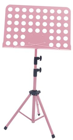 Hellery Notenständer, Buchständer, praktisch, skalierbar, rutschfest, höhenverstellbar, faltbar, für Musik-Player, Gitarre, Ukulele, Violine, Rosa