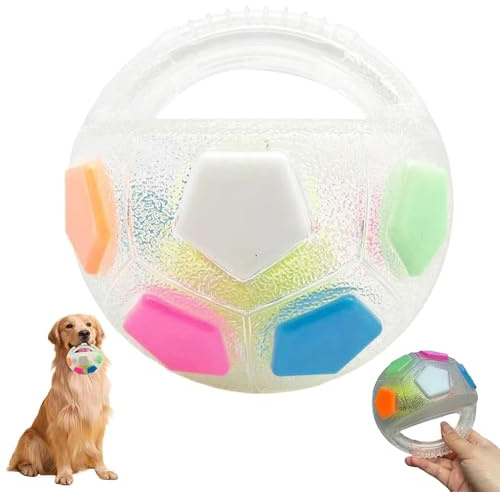 The Mellow Dog Calming Ball, Hundeball mit Griff, Interaktives Wurf- und Apportierspiel, Quietschende Schwimmbälle, Interaktives Hundespielzeug Ball für kleine, mittelgroße und große Hunde (Weiß)