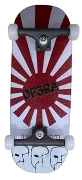 LEEFAI Pro Fingerboard Complete 34x96mm Pre-Assembled Set up with Solid Metal Trucks, Bearing Wheels-OP3RA Fingerboard Beginner Series (Red Rays)