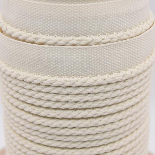4mm Piping Cord with Flange, Natural Braided Trim for Upholstery and Soft Furnishing (Natural/Cream, 2 Metres)