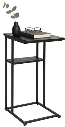 Sidobord, Relaxdays, stor och liten yta, H x B x D 60 x 40 x 30 cm, bord för soffa och säng, metall, svart
