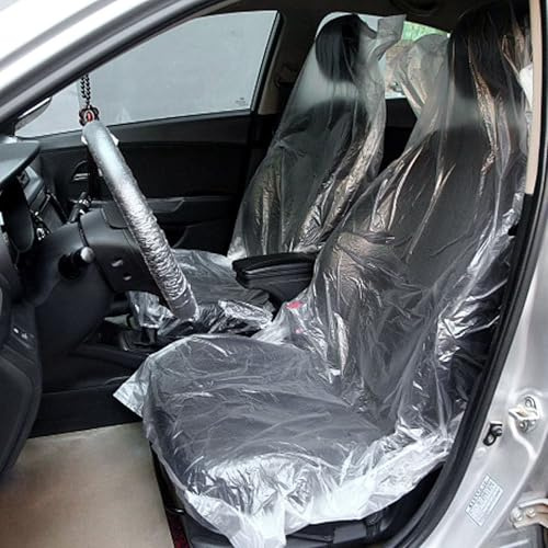 Vunanvu 100 PCS Fundas para Asientos Delanteros de Coche Universales 140x80cm, Fundas de Plastico Desechables para Asientos de Coche Transparentes, Impermeable Protector de Asiento para Coches