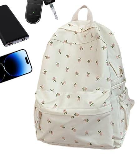 Generisch Blumenrucksack - Laptoprucksack | Mädchen-Rucksäcke für Studenten der Oberstufe, für Kosmetika, Wasserflaschen, Reisebücher, Schreibwaren, Pendler, Studenten, Frauen, Teenager