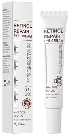 30ml Retinol Crème Anti Poche Sous Les Yeux, Retinol Eye Cream, Crème Réparatrice Contour des Yeux, Réduire les Cernes et Anti-rides Puissant pour Hommes et Femmes