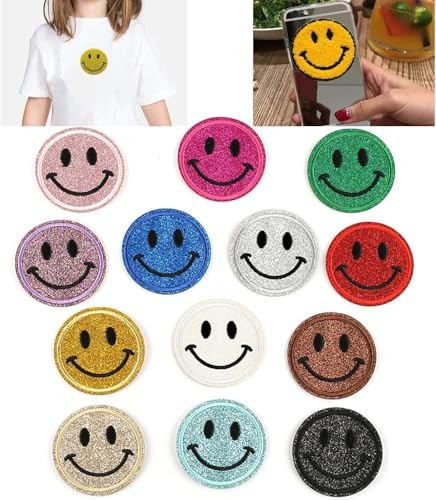 KIMHOME 13-teiliges Set Aufnäher, Aufbügelbare Aufnäher Niedliche Happy Face Aufnäher Kleidung Nähen Dekorieren DIY Basteln Applikationen Aufnäher Accessoires