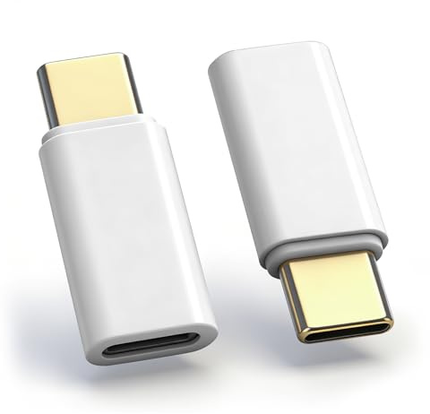 Lighting hona till USB C hane adapter (2 st) 60 W stöder dataladdning och synkronisering för iPhone 17/16, iPad Pro/Air, inte lämplig för ljud/OTG, vit