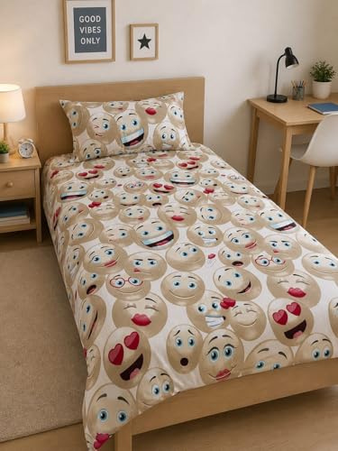 GX GARGIX Completo Letto Singolo 100% Cotone – Set Lenzuola Una Piazza con Sotto, Sopra e Federa – Morbido e Traspirante (GX/JL-BEIGE)