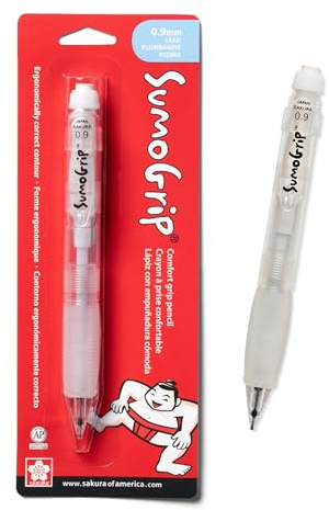 SAKURA 50280 SumoGrip 0.9-mm Pencil with Eraser, Clear
