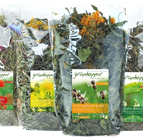 grünhopper Wildkräuter Sparpaket Kaninchensnack -Kräuter 4er Pack -470g