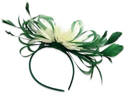Caprilite Fascinator für Damen mit Federn, Grün und Cremefarben