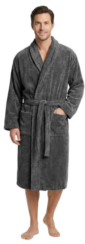 Star and Stripes CHARCOAL GREY Bathrobe UNISEX shawl collar Terry Towel 100% COTTON UNISEX brand Bathrobe L/XL
