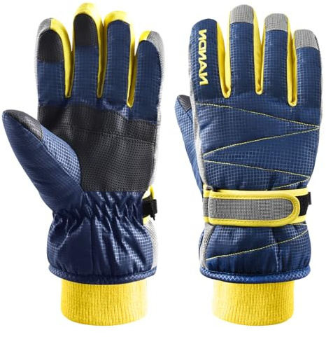 Azarxis Warme Handschuhe, Thermische Ski Snowboard Handschuhe, Winddich Winterhandschuhe für Damen und Herren (Blau, M)