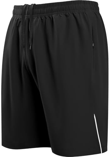 HMIYA Running Shorts Herren Sporthose Kurz mit Taschen | Atmungsaktiv Schnelltrocknend mit Reißverschlusstaschen,Mesh-Einsatz und elastischem Bund für Running,Gym und Schwimmen