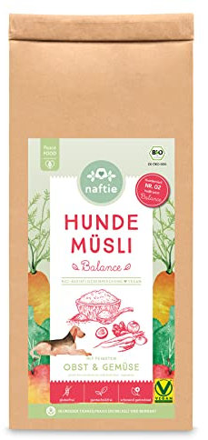 naftie Bio Hundemüsli Balance mit Obst & Gemüse - Flocken-Mix für Hunde mit Vollkorn-Reisflocken & Gemüseflocken - glutenfrei - vegan - 1kg
