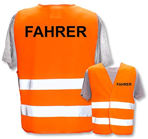 Bedruckte Marken-Warnwesten mit Leuchtstreifen * Standard- o. Reflex-Druck * Lager & Logistik, Farbe + Größe:Orange (M/L), Warnweste Begriffe Lager:Fahrer