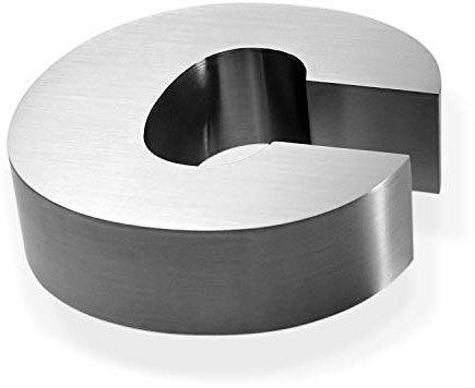 Numero civico 3D in acciaio inox 30 mm di profondità, spazzolato e antiruggine, con materiale di montaggio (c)