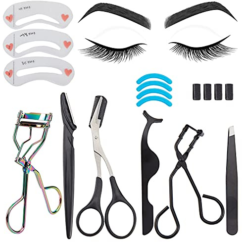 NICENEEDED 18Pcs Wimpernzange Make-Up Tools Set, Inklusive Mini-Wimpernzange Mit Silikon-Nachfüllpads, Falsche Wimpern Extension Pinzette Wimpern