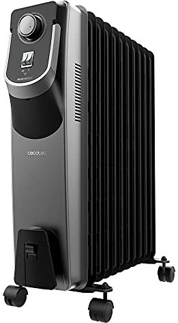 Cecotec Öl-Radiator ReadyWarm 11000 Space 360º Black. 2500 W, 11 Module, 3 Leistungsstufen, Kabelaufbewahrung, einfacher Steuerung, Griff, Rädern und doppeltem Sicherheitssystem, 28 m², Schwarz