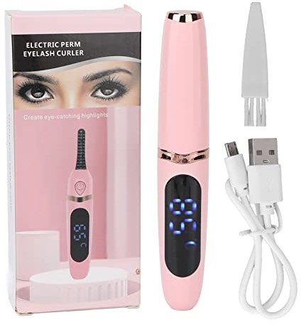 Elektrische Wimpernzange, Langlebige Curling Anti Verbrühungen Wiederaufladbare elektrisch beheizte Wimpernzange für Zuhause(Rosa)