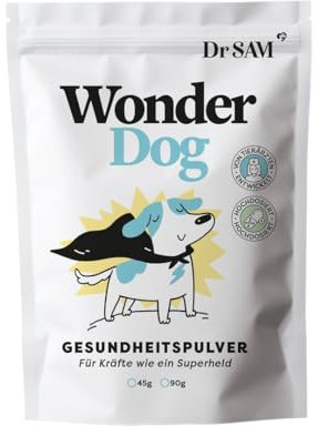 Dr. Sam,Polvo de salud 8 en 1 para perros,8 beneficios esenciales,Articulaciones, intestinos, estrés y miedos, piel y piel, sistema inmunológico y función cardíaca,Ingredientes naturales para perros