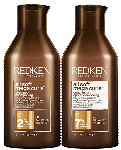 Redken Shampoing & Après-shampoing pour Cheveux Bouclés Secs ou Crépus - Nettoyage Doux, Nutrition Intense, Hydratation et Douceur, All Soft Mega Curls
