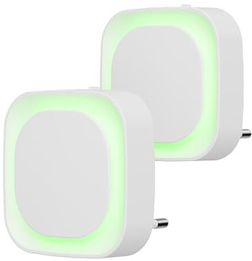 YUNLEX 2 Stück Nachtlicht Steckdose mit Dämmerungssensor, Dimmbare Steckdosenlampe mit Beruhigendem Grün für Natur & Entspannung in Schlafzimmer, Wohnzimmer, Flur, Badezimmer, Grün