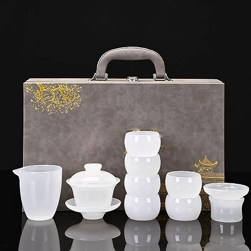 BBAUER teiera marocchina teiera giapponeseServizio da tè in porcellana di vetro e giada, servizio da tè Kung Fu in porcellana bianca per uso domestico(Color:B,Size:)