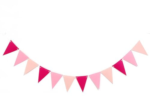 Rosa Wimpelkette. Rosa Wimpel.12 dreieckige Fahnen pro Banner,Filzbanner für Geburtstags Feier Hochzeit Dekoration (2,5m)