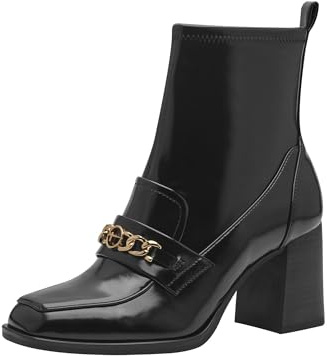 Tamaris Botines Con Tacón Cuadrado para Mujer, Veganos, Negro, 37 EU