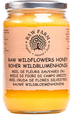 Raw Farm – Miele grezzo di fiori selvatici – 900g – 100% naturale, non filtrato, non pastorizzato, non riscaldato – Diretto dall’alveare