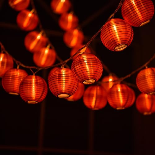 Dreamworth Red Lantern String Lights 13.1ft/4m 20 LEDs Hanging Lanterns Battery Operated String Lights for Chinese New Year,Spring Festival,Wedding,Party Decoration,Christmas