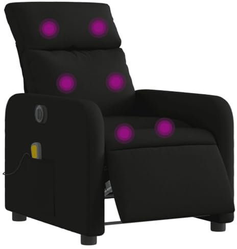 vidaXL Elektrisk massagefåtölj med uppresningshjälp svart tyg, fåtölj, fåtölj med uppresningshjälp, reclinerstol, fåtöljer