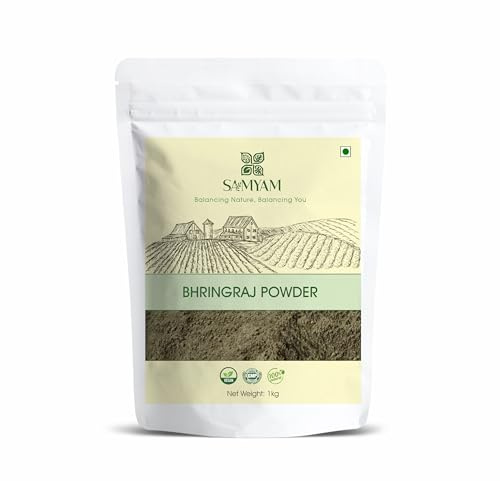 SAMYAM Poudre capillaire aux herbes Bhringraj - Paquet de 1 kg | Tonique capillaire aux herbes, croissance et force capillaire