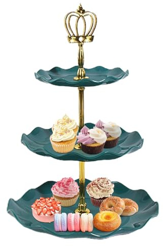Soportes de mesa de postre, bandeja de exhibición de pasteles de 3 niveles, plato de frutas europeo, soportes de exhibición de cupcakes, torre de servir galletas para bodas, fiestas de cumpleaños