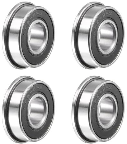 uxcell FR6-2RS Flanged Ball Bearing 3/8 x 7/8 x 9/32 inch Double Sealed Chrome Steel Flange Bearings, 4pcs