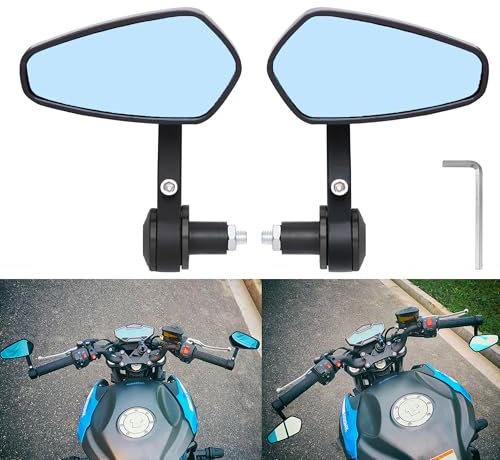 AULESSE Motorcycle Bar End Mirrors, Universal 7/8 22mm CNC Aluminum Motorbike Mirrors, Anti-Glare Motorcycle Handlebar Rearview Side Mirrors for Scooter Cruiser Sport Bike