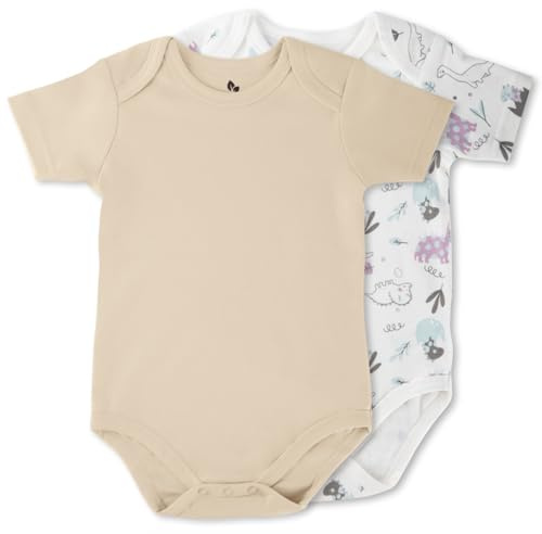 Body för Bebis i Ekologisk Bomull, 2-Pack Unisex One-Piece Rompers för Flickor och Pojkar