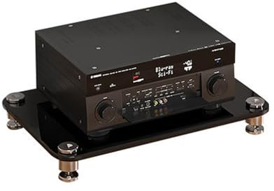 GUAWJRZDP 4-stufiger Hi Fi Regal, Audio Rack Hi Fi Regal Aus Gehärtetem Glas, Plattenspieler Regal Aus Edelstahl, Medienständer-Turm, Chwarz Audio Rack Hi Fi Regal(1-Tier)