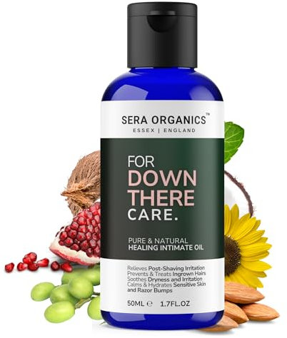 Ingrown Hair & Razor Bump Oil – Shaving Oil for Bikini Line, Pubic Area & Intimate Skin | Soothes After Shaving | Natural Moisturiser for Sensitive Skin | Vegan | 50ml | Sera Organics UK