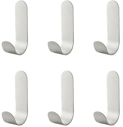ShiWuYou Ganci Adesivi, 6 Pezzi, Acciaio Inox, Ganci Autoadesivi, Portasciugamani per Cucina, Bagno, Armadio, Appendiabiti Panno Asciugamano