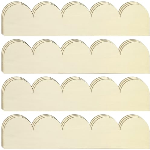 Lot de 12 moulures festonnées en bois brut de 40 cm pour décoration murale de maison, 9 cm de large