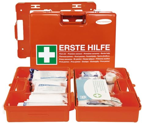 1 Stück Actiomedic Gramm Medical ACTIOMEDIC® Verbandkoffer SAN | DIN 13169, orange, L: 34cm, B: 24cm, H: 12cm, Verbandkoffer, Erste Hilfe Koffer, Verbandkasten