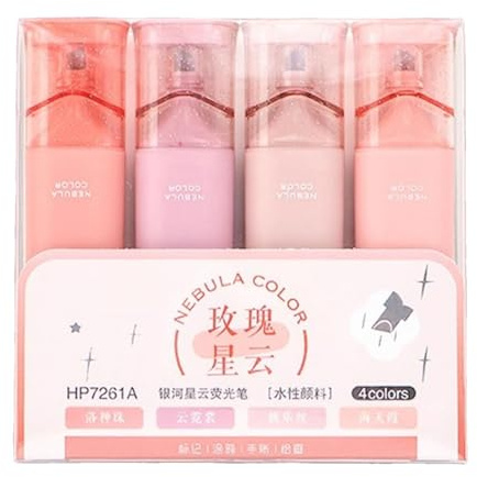 Genérico Resaltadores en colores pastel - Resaltadores lindos, 4 piezas Pastel estético | Rotuladores brillantes para tomar notas brillantes, ancho de diario, resaltadores con brillo suavee