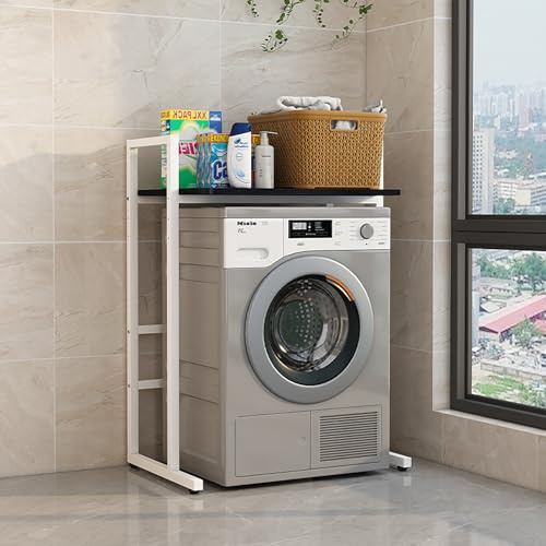 Mueble Lavadora Secadora Exterior,Estanteria Lavadora,Mueble Encima Lavadora,Armario Lavadora Y Secadora Vertical,Soporte De Altura Ajustable Para Secadora,Para Entrada(White/black)