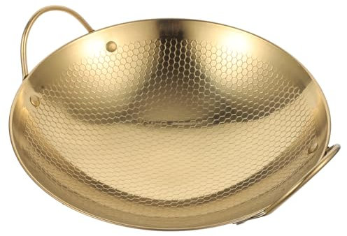 Agashi Edelstahl-Kochpfanne, Haushalt, Camping-Schmortopf, Shabu-Hot Pot, Waben-Wok-Grillplatte,En-Topf, Bratpfanne, Wok-Pfanne Zum Braten/D/26.50 * 22.50 * 5.80Cm