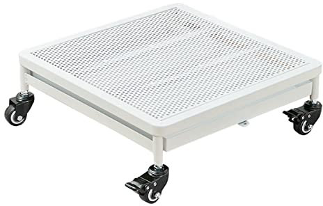 Carrello per fioriere in metallo resistente su ruote, supporto per vasi da fiori, carrello per piante da giardino, scaffale per piante in vaso, bianco, 25 x 25 cm (45 x 45 cm) per una facile mobilità