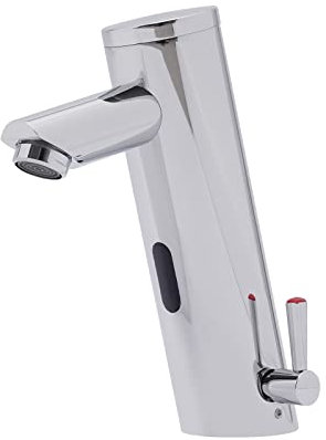 Silber Automatischer Sensor Wasserhahn, Infrarot Badarmatur Batteriebetrieb mit Sensor Automatische BerüHrungslose Waschtischarmatur, für Küchen Bäder Gästehäuser