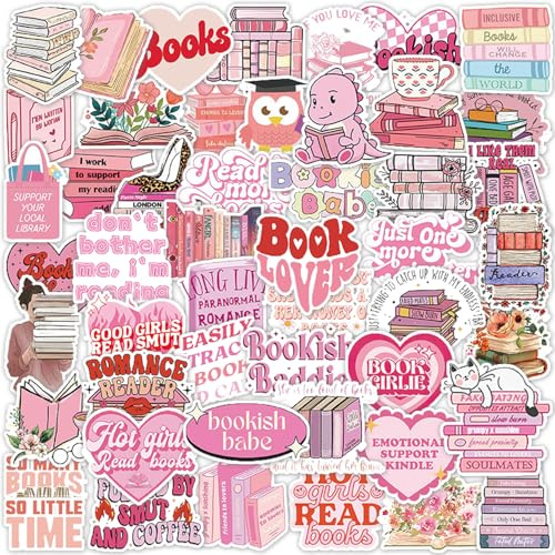 INSPUTOL 50pcs Waterproof Pink Stickers for Laptop, Kindle, Skateboard, Mobile Phone, Suitcase, Motorcycle, Helmet, Decoration for Teens and Adults